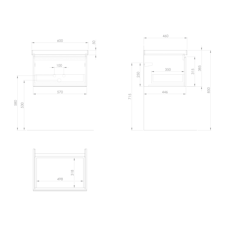 ALTAIR umyvadlová skříňka 57x35x45cm, bílá AI263
