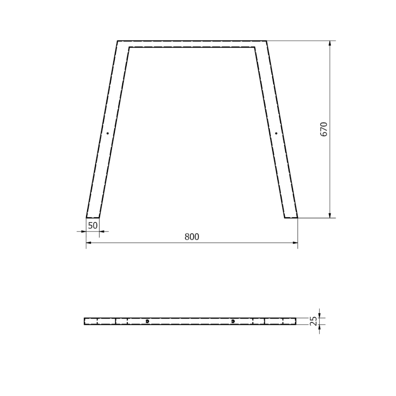 TWIGA ocelová podpěra 80x67cm, černá mat, 2ks VC442