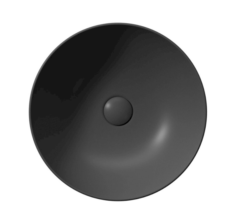 PURA keramické umyvadlo na desku, průměr 42cm, černá mat 885126
