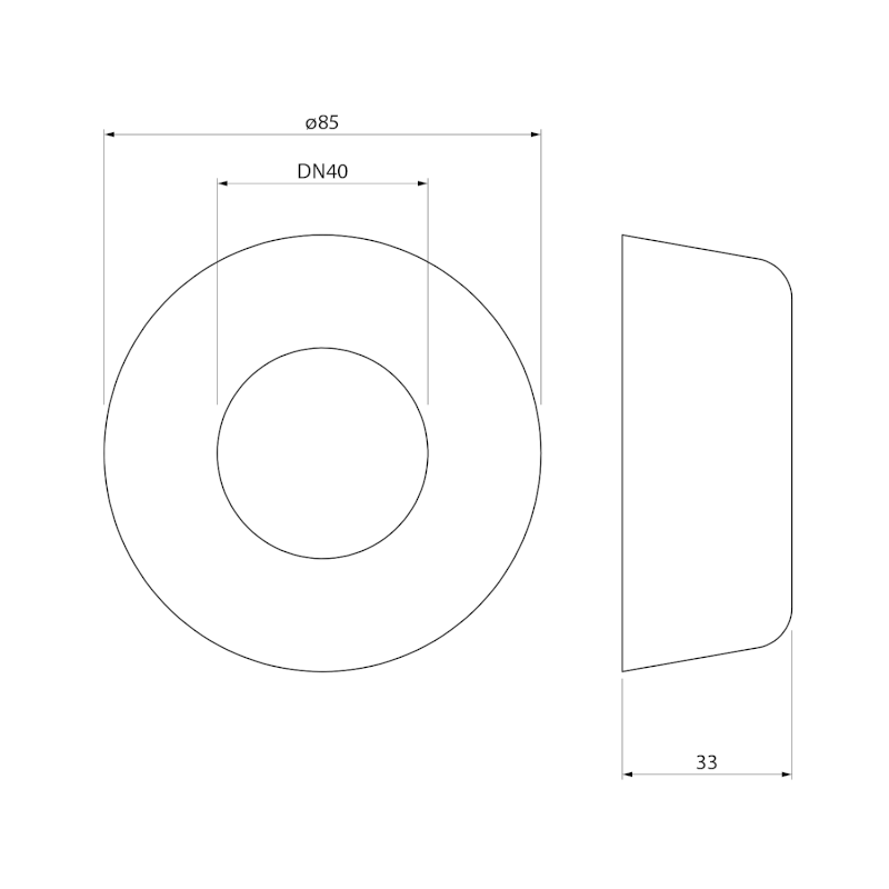 Rozeta 85/40mm, výška 33mm, ABS/bílá 151.188.0