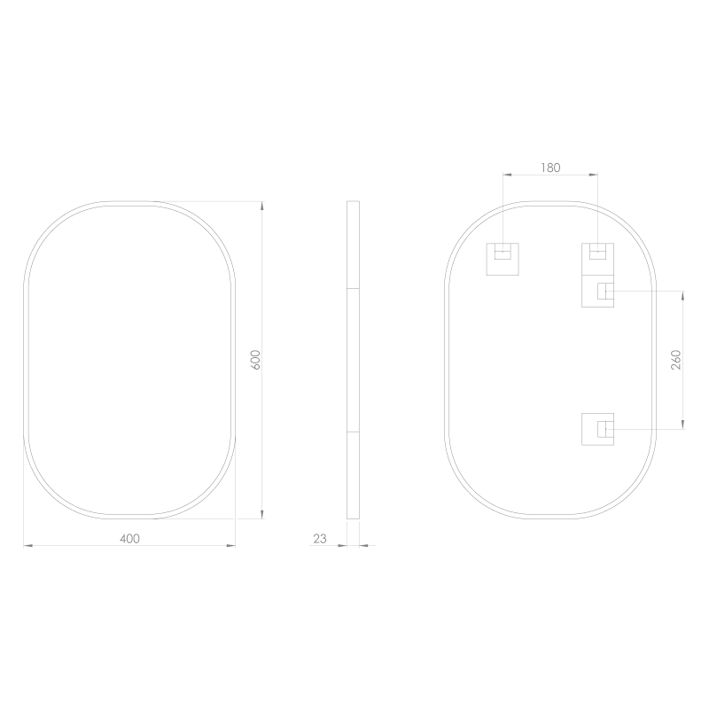 CONA SLIM zrcadlo v rámu 40x60cm, černá NC245