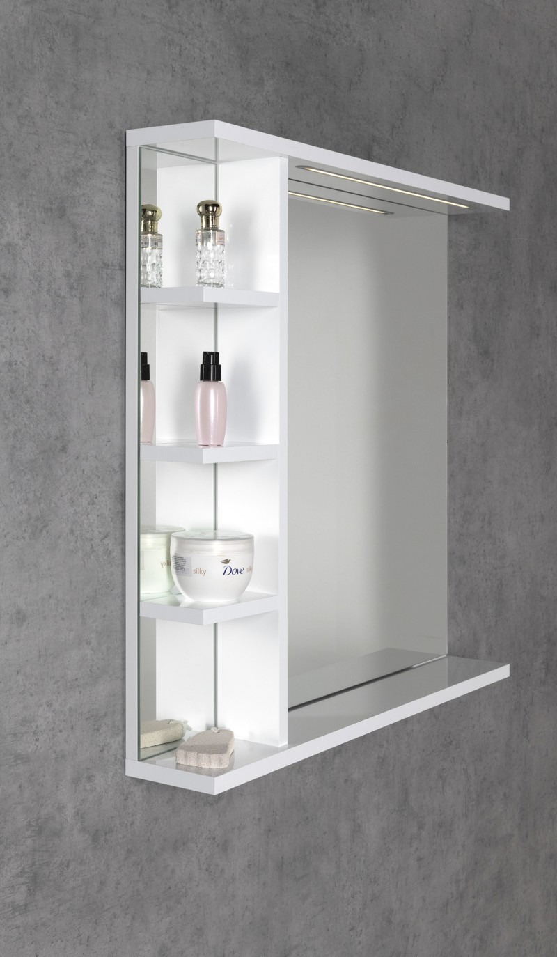 KORIN STRIP zrcadlo s LED osvětlením a policemi 70x70x12cm KO360S