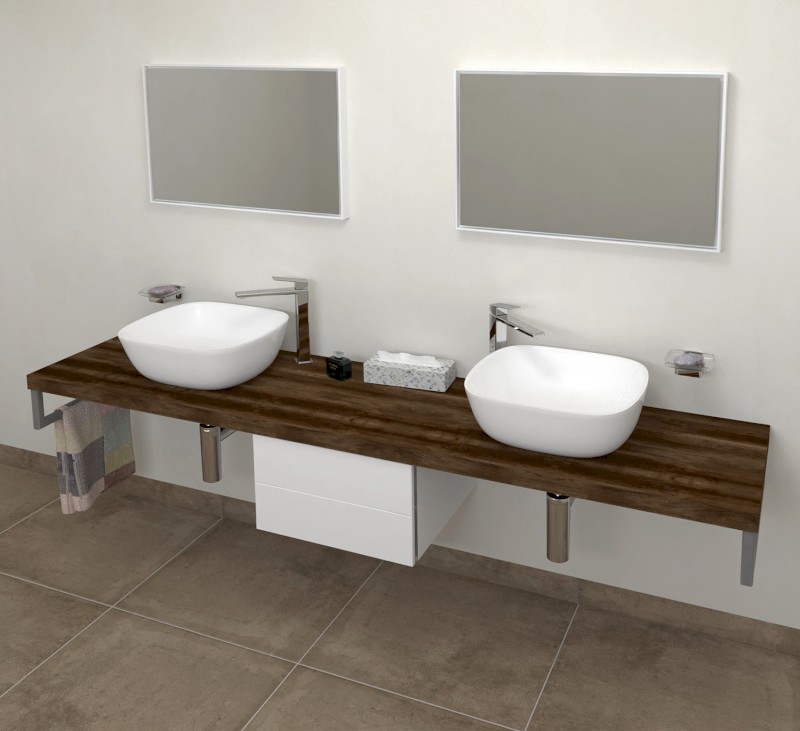 AVICE deska pod umyvadlo 210x50cm, tl.5cm, dub tmavý AV2111