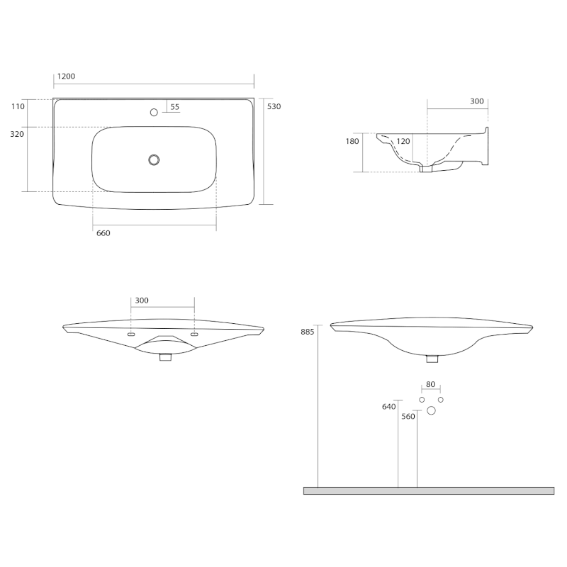 THE NEW YORKER keramické umyvadlo 120x53cm, bílá 564301