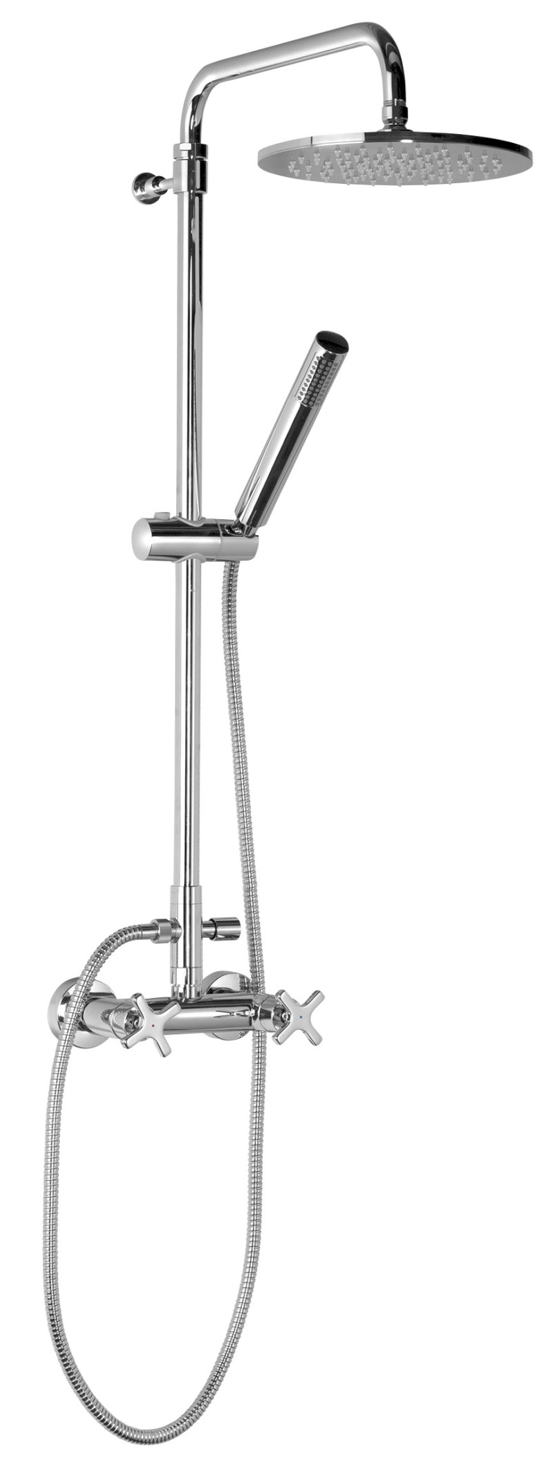 AIRTECH-AXIA sprchový sloup k napojení na baterii, hlavová, ruční sprcha, chrom 990E