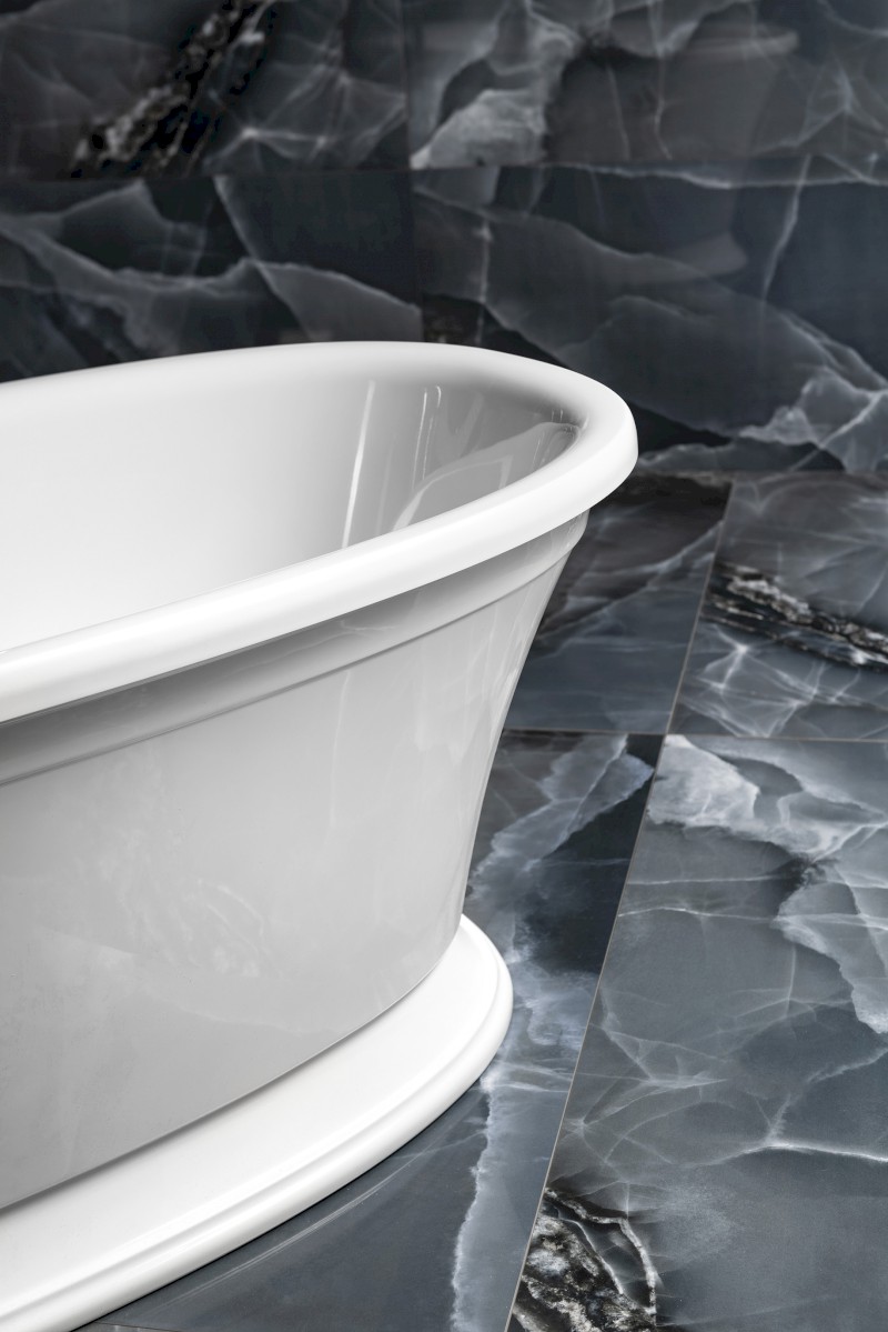 VELIA volně stojící vana litý mramor 167x83x62,5cm, bílá 92230