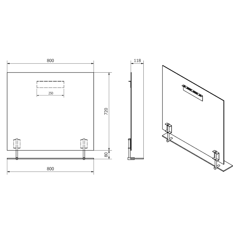 WEGA zrcadlo s policí 80x80cm, černá mat 60092-8B