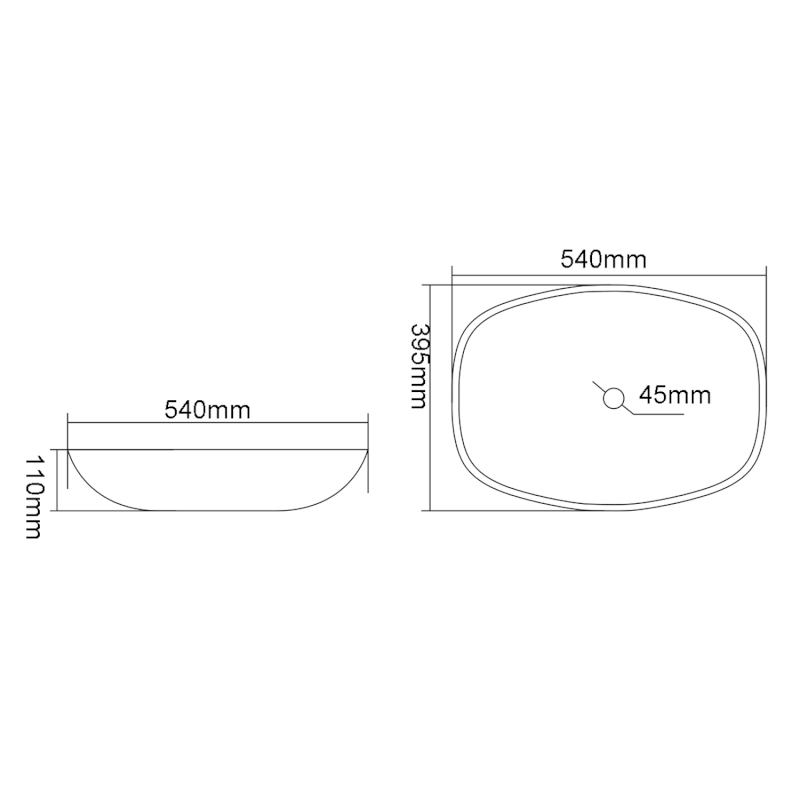 KVAORE skleněné umyvadlo na desku, 54x39,5cm, černá TY220