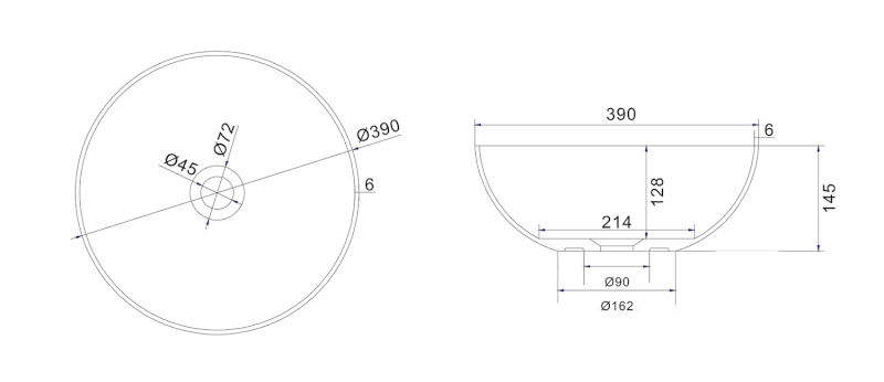 THIN umyvadlo na desku, Rockstone Ø 39 cm, bílá mat WN185