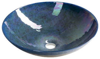 ZAFFIRO MURANO skleněné umyvadlo na desku, průměr 41cm, ivory/modrá YM1235