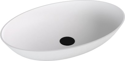 BANERA OVAL umyvadlo na desku, litý mramor, 60x40cm, bílá mat 14397MAT