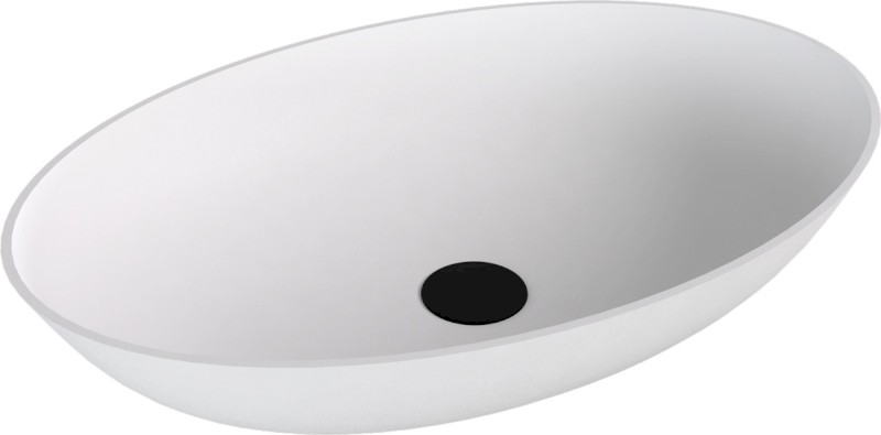 BANERA OVAL umyvadlo na desku, litý mramor, 60x40cm, bílá mat 14397MAT