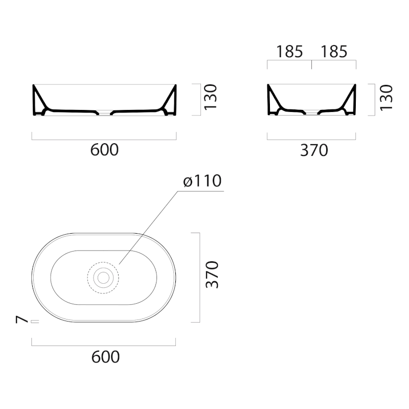 KUBE X keramické umyvadlo na desku, 60x37cm, oválné, agave mat 945804