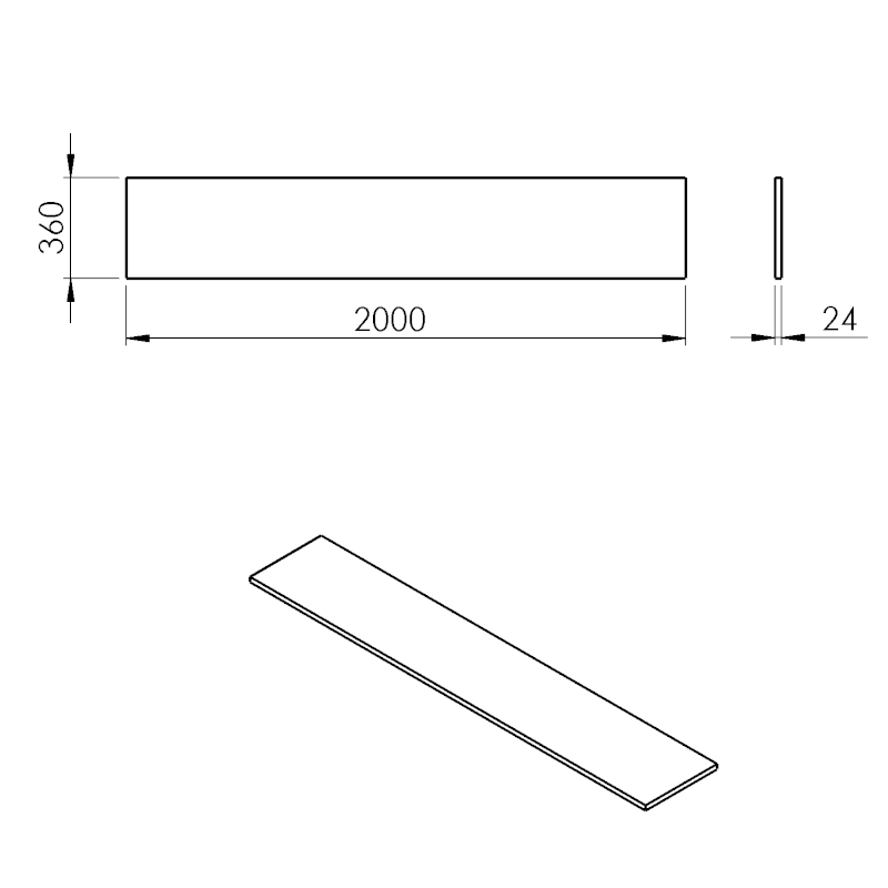 PLATO deska Rockstone 2000x24x360mm, bílá mat PL206-0101