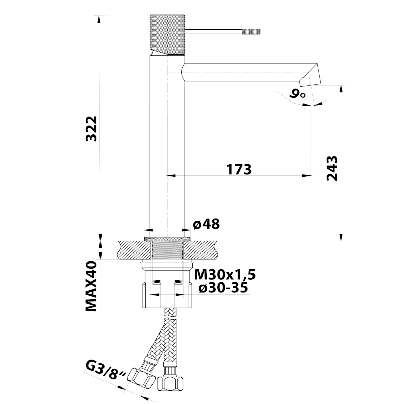 SOLARIS stojánková umyvadlová baterie vysoká, chrom WD006
