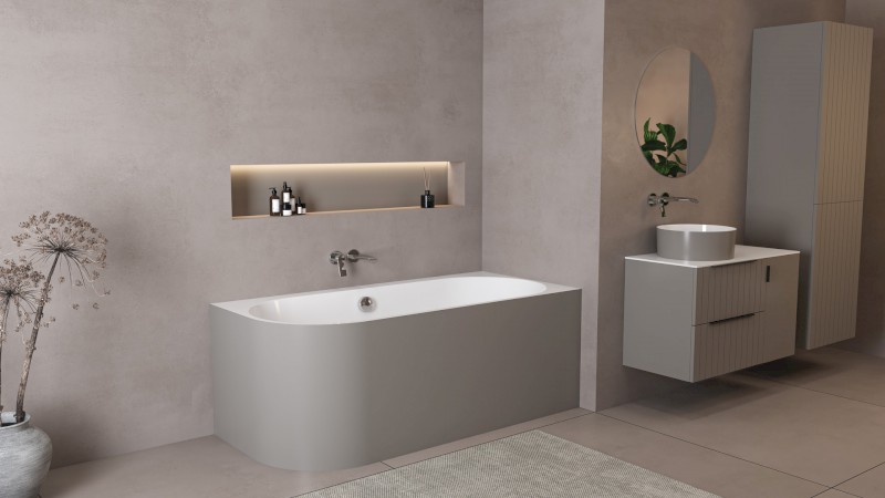 ASTRA R MONOLITH asymetrická vana 160x75x60cm, bílá/agila 34611M.43