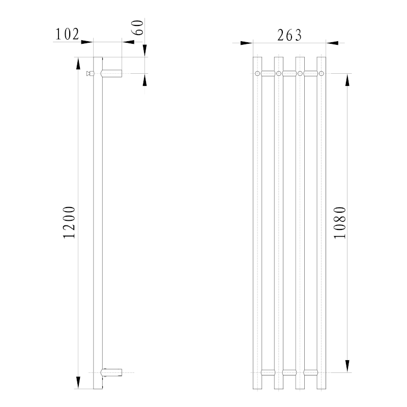 PAPINADO elektrický sušák ručníků 263x1200mm, 85W, černá mat ER350