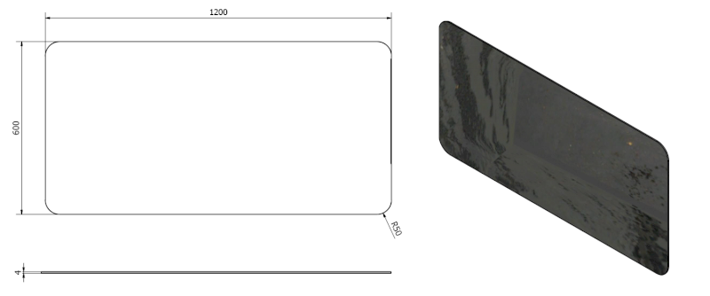 ISHAPE zrcadlo s broušenou hranou 120x60cm, zakulacené rohy, CU free AG612