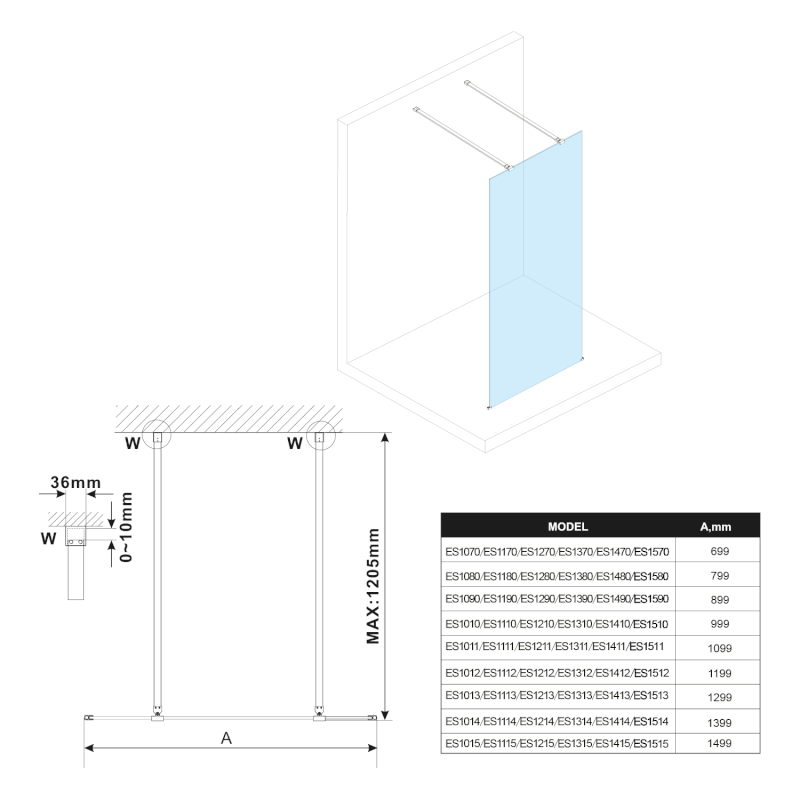 ESCA kouřové matné sklo 967x2100mm ES1410