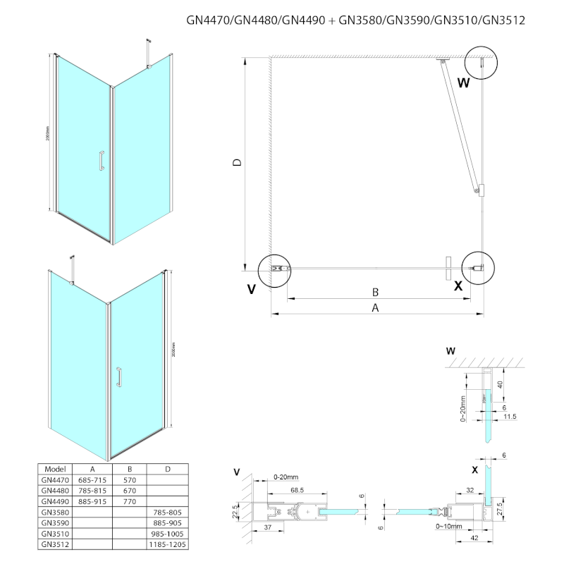 LORO boční stěna 1000mm, čiré sklo GN3510