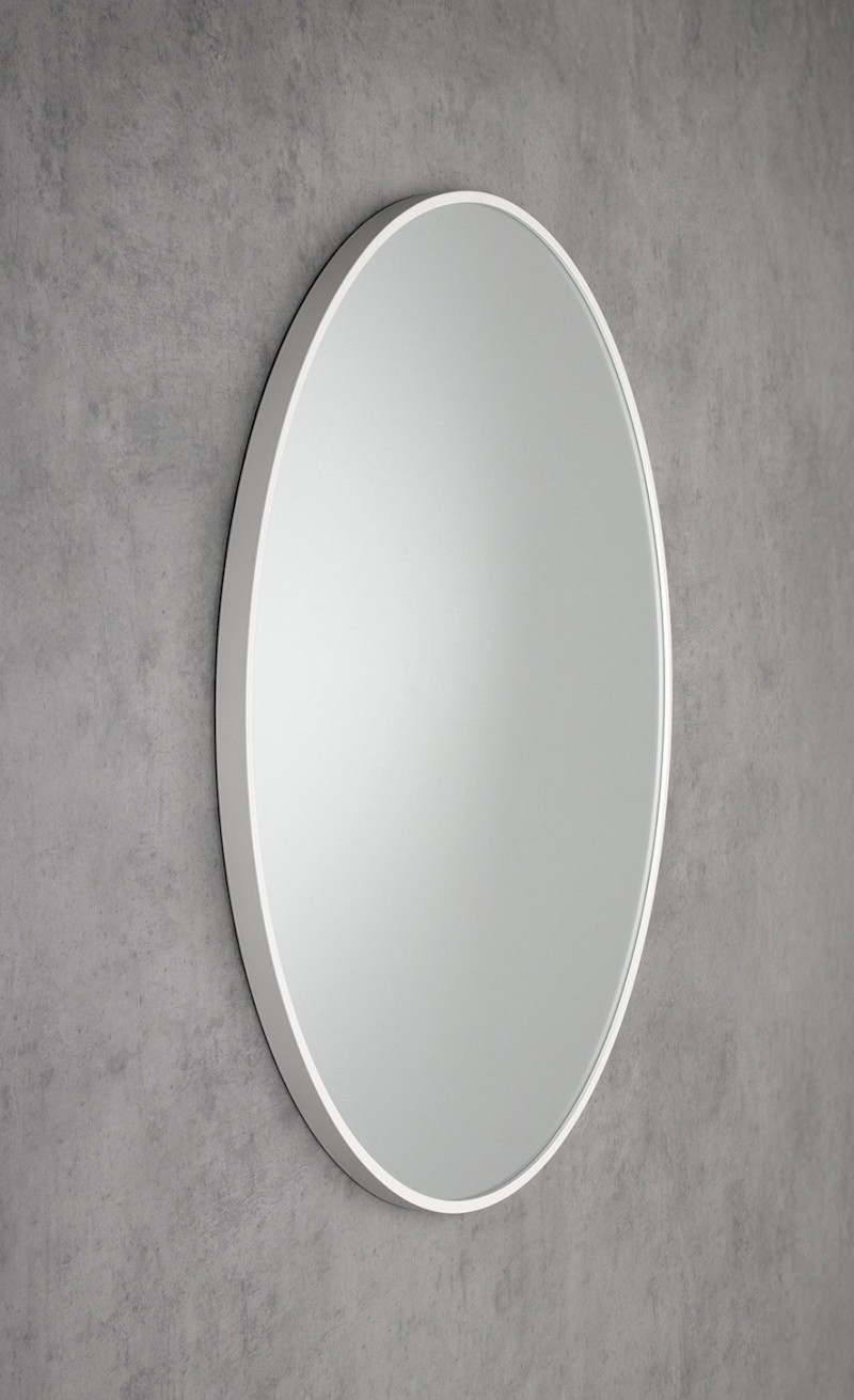 NOTION SLIM kulaté zrcadlo v rámu ø 50cm, bílá mat NT500W