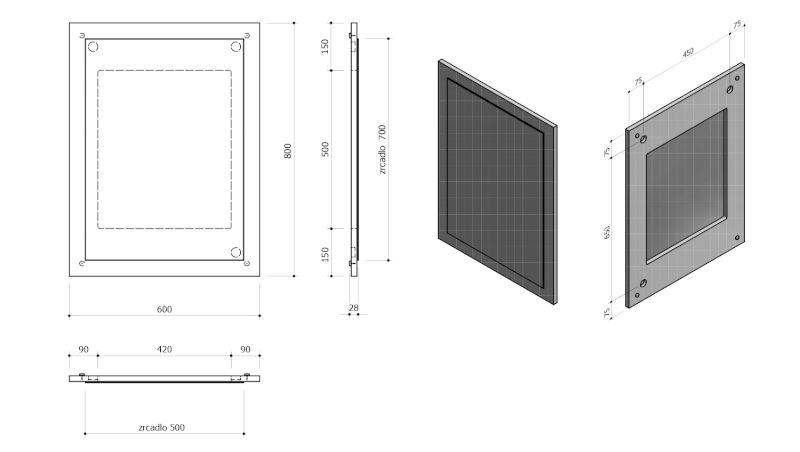 NIROX zrcadlo v rámu 60x80cm, dub texas NX608-2020