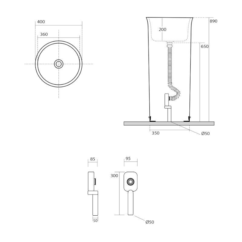 THE NEW YORKER keramické umyvadlo volně stojící, 40x89x40cm, bílá 564601