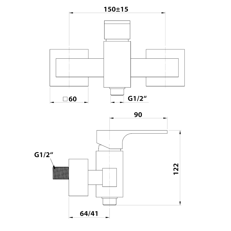 FORATA nástěnná sprchová baterie, černá mat FT011/15