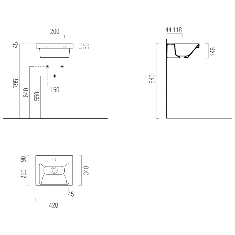 NORM keramické umývátko 42x34cm, bílá ExtraGlaze 8685111