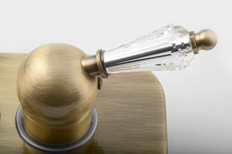 KIRKÉ CRYSTAL podomítková sprchová baterie, 2 výstupy, páčka krystal, bronz KI42KB