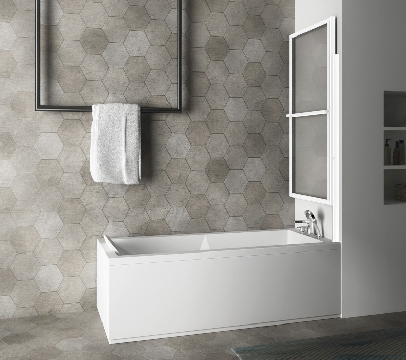 KAGERA vanová zástěna s pneumatickým zdvihem, š. 710mm, bílá mat, čiré sklo 30336W