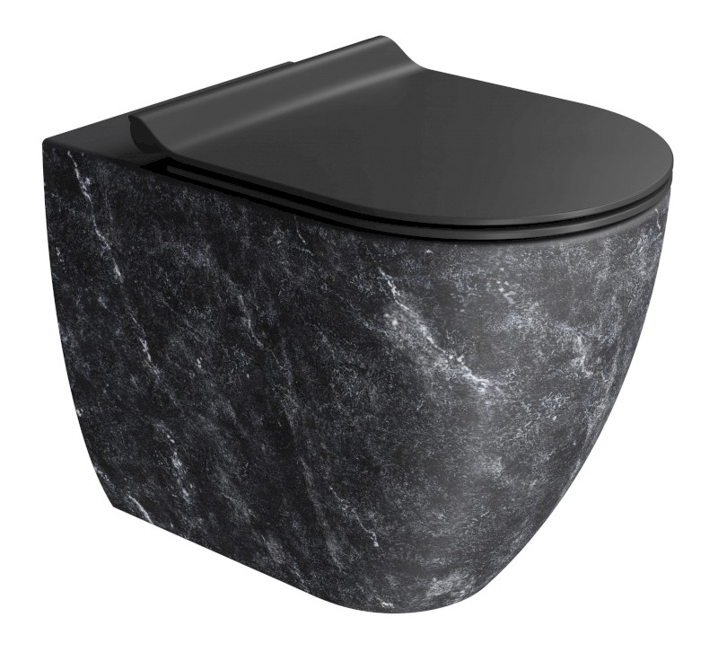 ALTACERAMICA WC mísa stojící, Swirlflush, 36x55cm, spodní/zadní odpad, mramor/černá mat AC20336