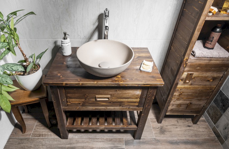 FORMIGO betonové umyvadlo na desku, Ø 39cm, písková mat FG314