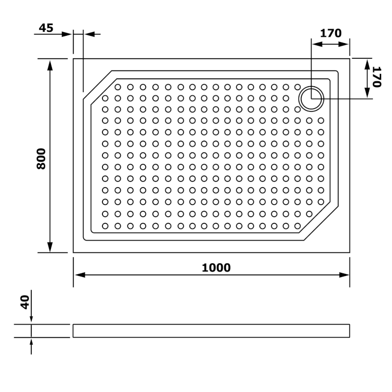SARA sprchová vanička z litého mramoru, obdélník 100x80cm, bílá GS10080