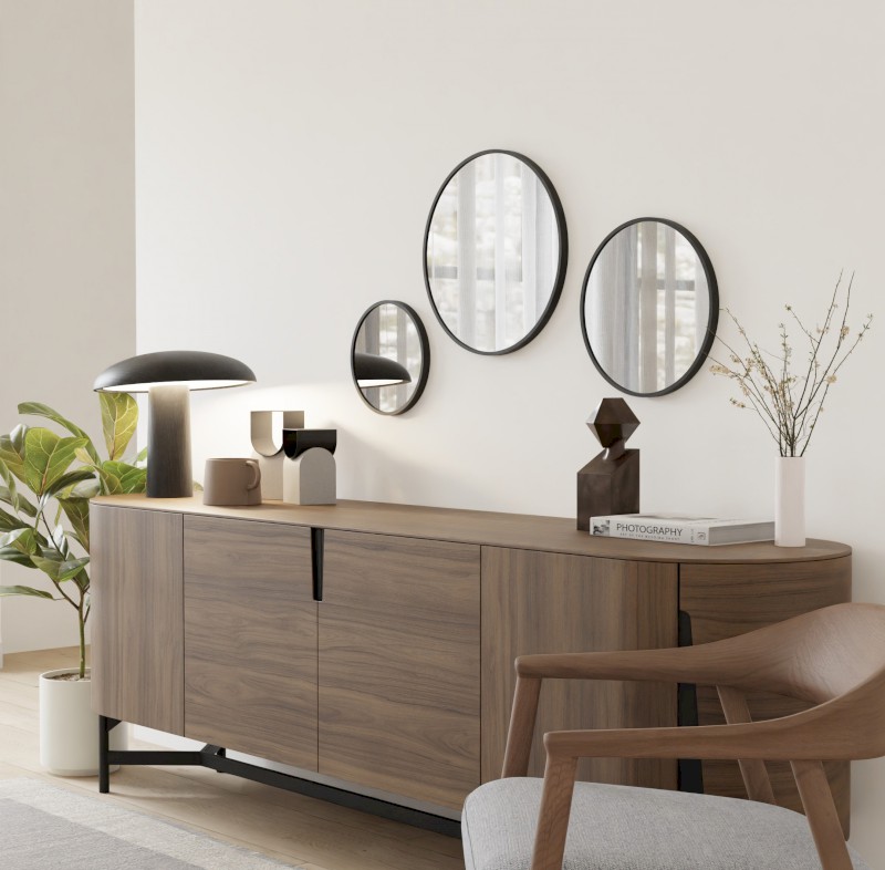 NOTION SLIM kulaté zrcadlo v rámu ø 40cm, černá mat NT400