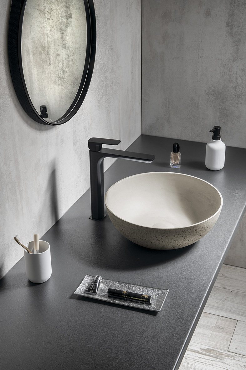 FORMIGO betonové umyvadlo na desku, Ø 39cm, písková mat FG314