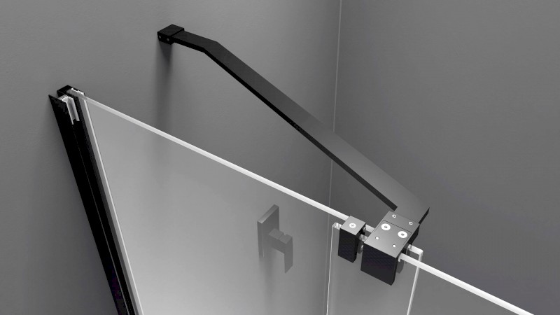 ROLLS BLACK sprchové dveře do prostoru 1600 mm, výška 2000 mm, čiré sklo MS5-160B