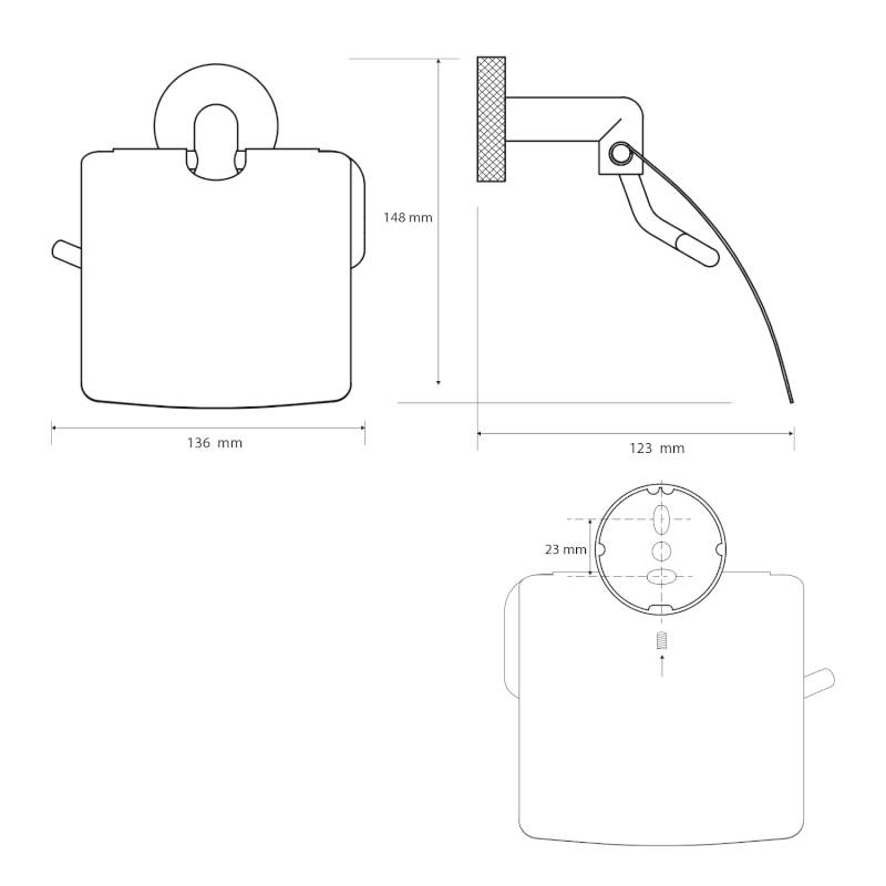 LARISSA držák toaletního papíru s krytem, černá/měď mat WS007BC