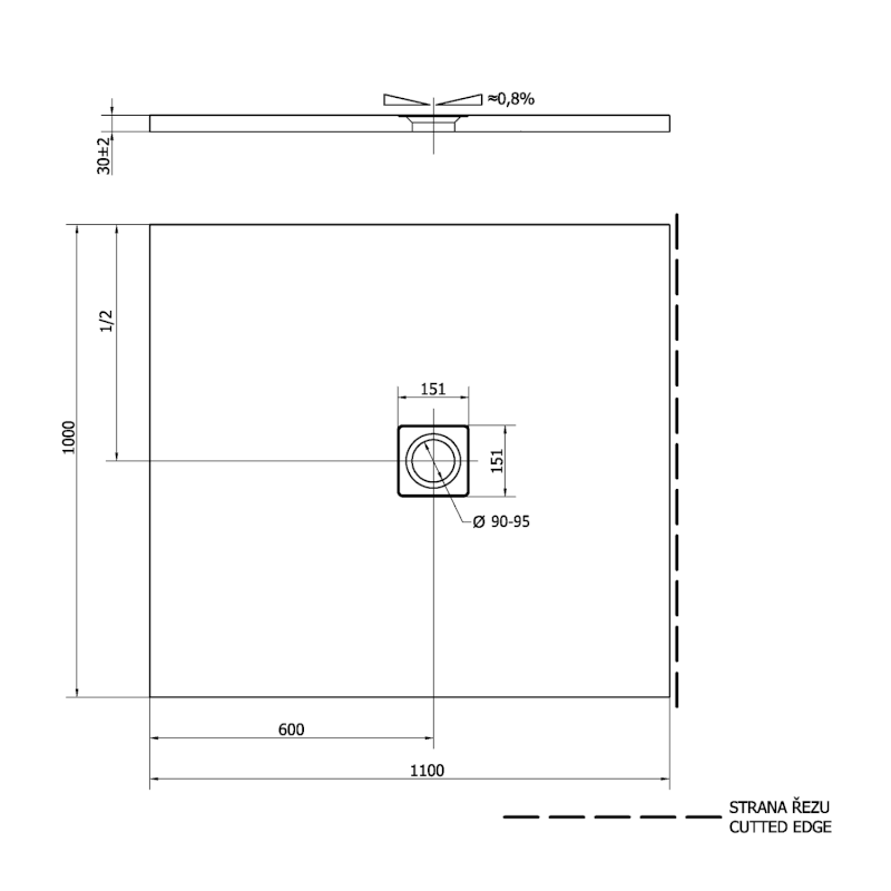 FLEXIA vanička z litého mramoru s možností úpravy rozměru, 110x100cm, hnědá mat 72922.71