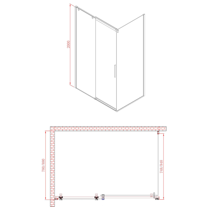 ALTIS boční stěna 800mm, čiré sklo AL5915