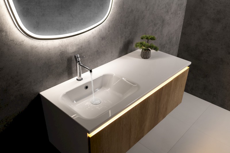 ARECA umyvadlo, litý mramor, 141x51,5cm, levé, bílá AC141L