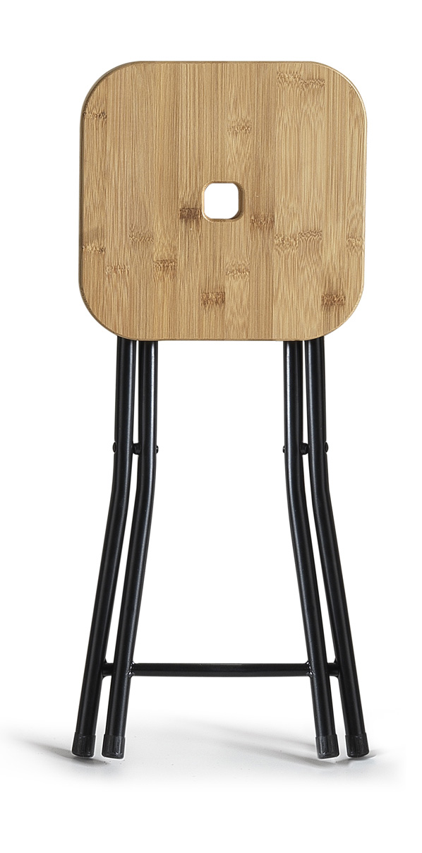 KENTA koupelnová stolička,  27x27cm, černá/bambus CO77