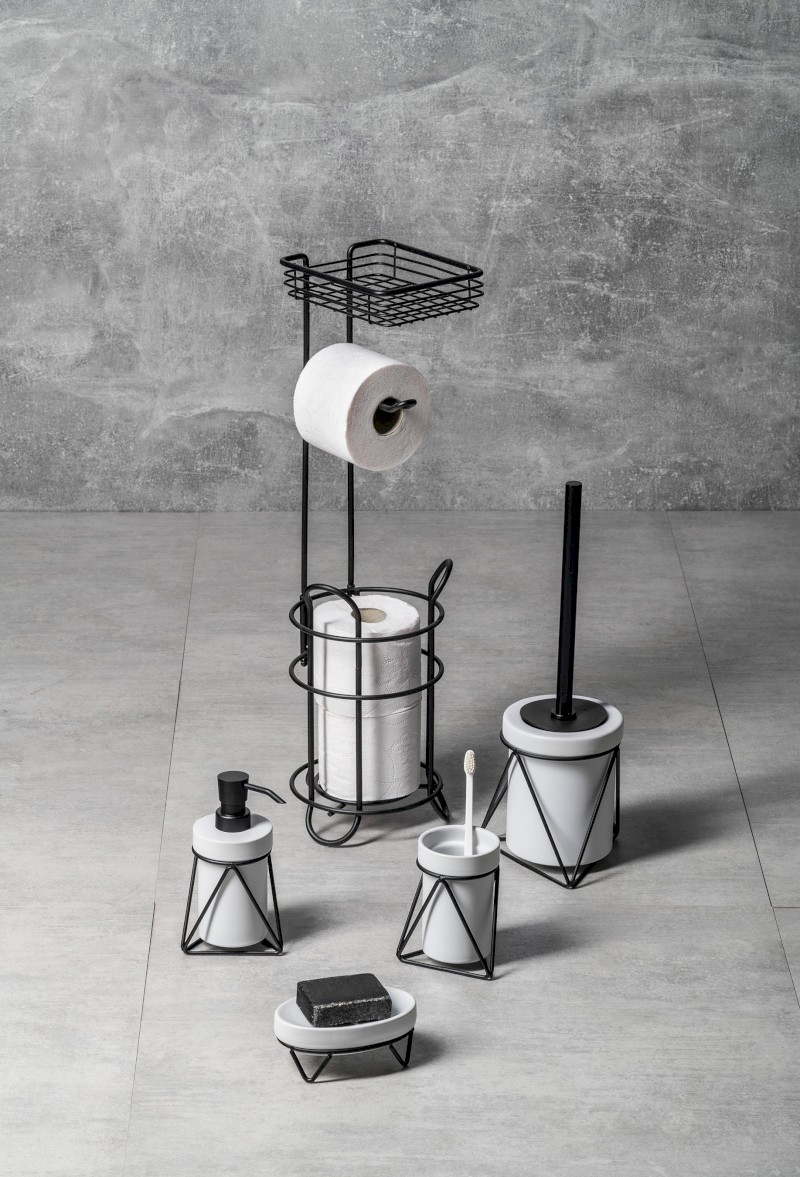 MILA WC štětka na postavení, černá/keramika 2163401