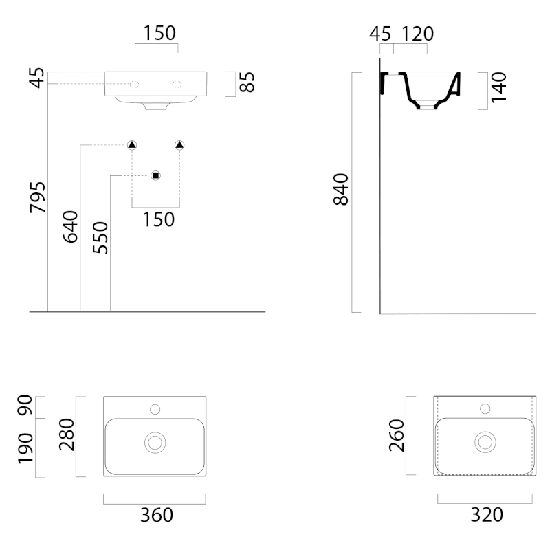 NUBES keramické umývátko 36x28cm, bez otvoru, bílá ExtraGlaze 9638011