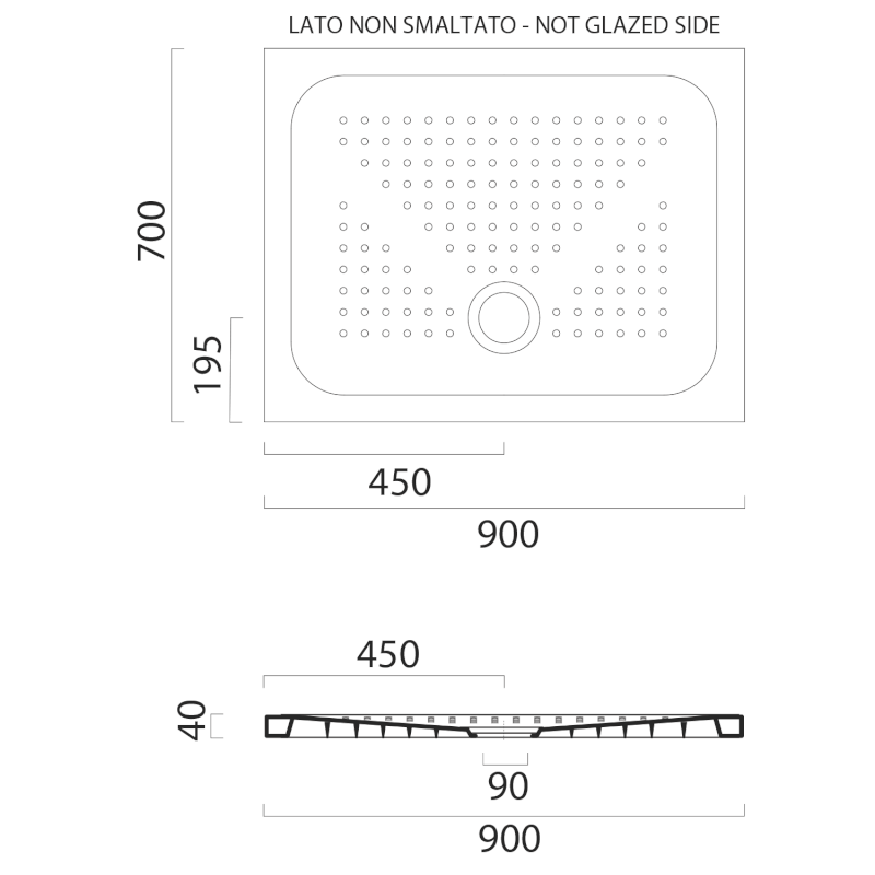 Keramická sprchová vanička, obdélník 90x70x4cm, bílá ExtraGlaze 47090711