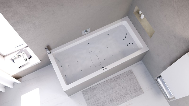 MARLENE hydromasážní vana, 200x90x48cm, Attraction Hydro-Air, chrom 78731.4010