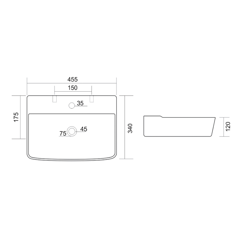 CRISTY keramické umyvadlo 45x34cm, bílá NP381