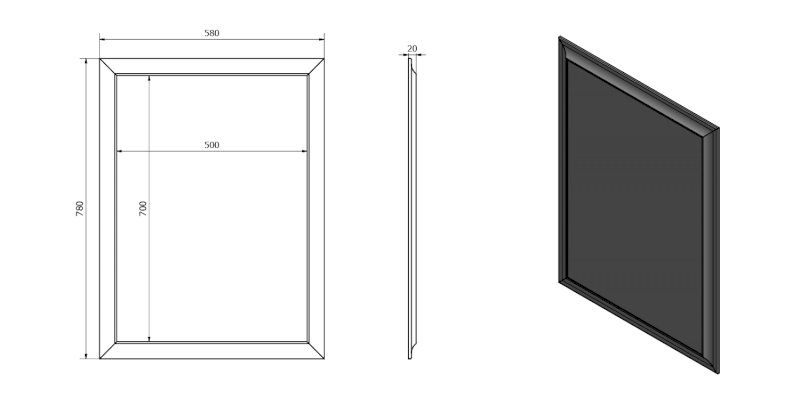 VALERIA zrcadlo v dřevěném rámu 58x78cm, platina NL393