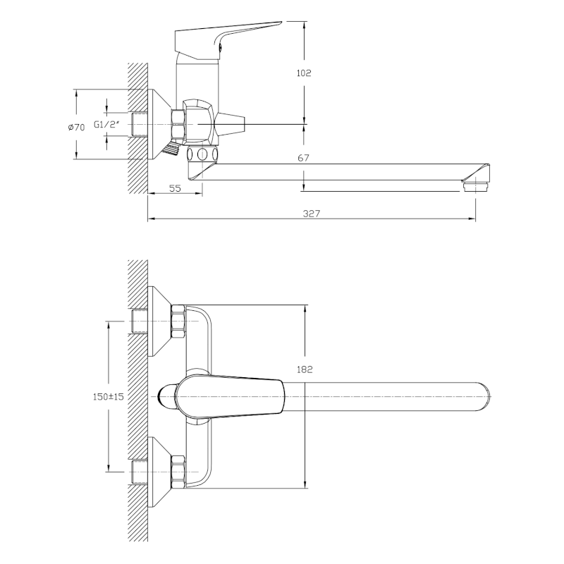LOTTA nástěnná umyvadlová/vanová baterie, chrom LT640