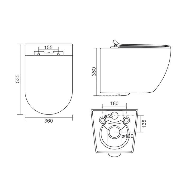 CARLO závěsná WC mísa, Vortex Rimless, 36x53cm, bílá PRX.101.851